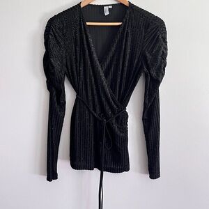 & OTHER STORIES Glitter Stripe Velvet Wrap Top